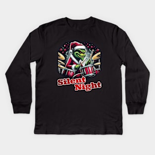 Grinch plays drums Kids Long Sleeve T-Shirt